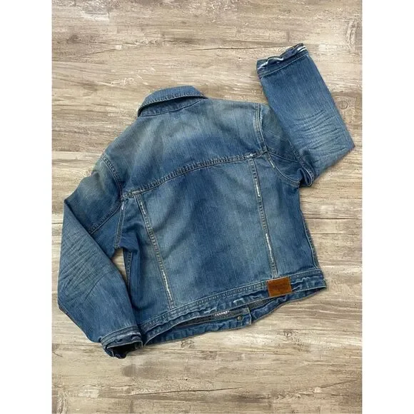 Abercrombie & Fitch New York Jean Jacket Denim Distressed Women’s Size Large - Picture 4 of 6